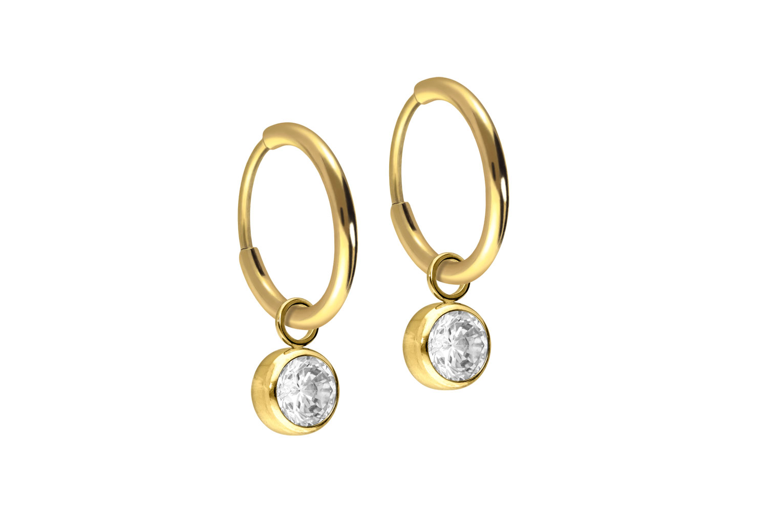 Titan Ohrclicker Creolen RUNDER KRISTALL von Piercingline